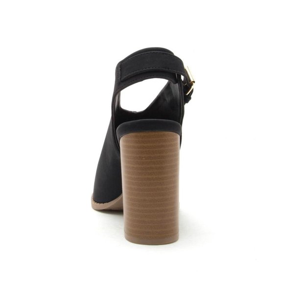 Qupid Brammer-12 Black Nubuck Slingback Open-Toe - Picture 3 of 3